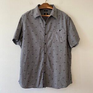 Lee Mens XXL Regular Fit Short Sleeve Button Shirt Bicycle Print Grey